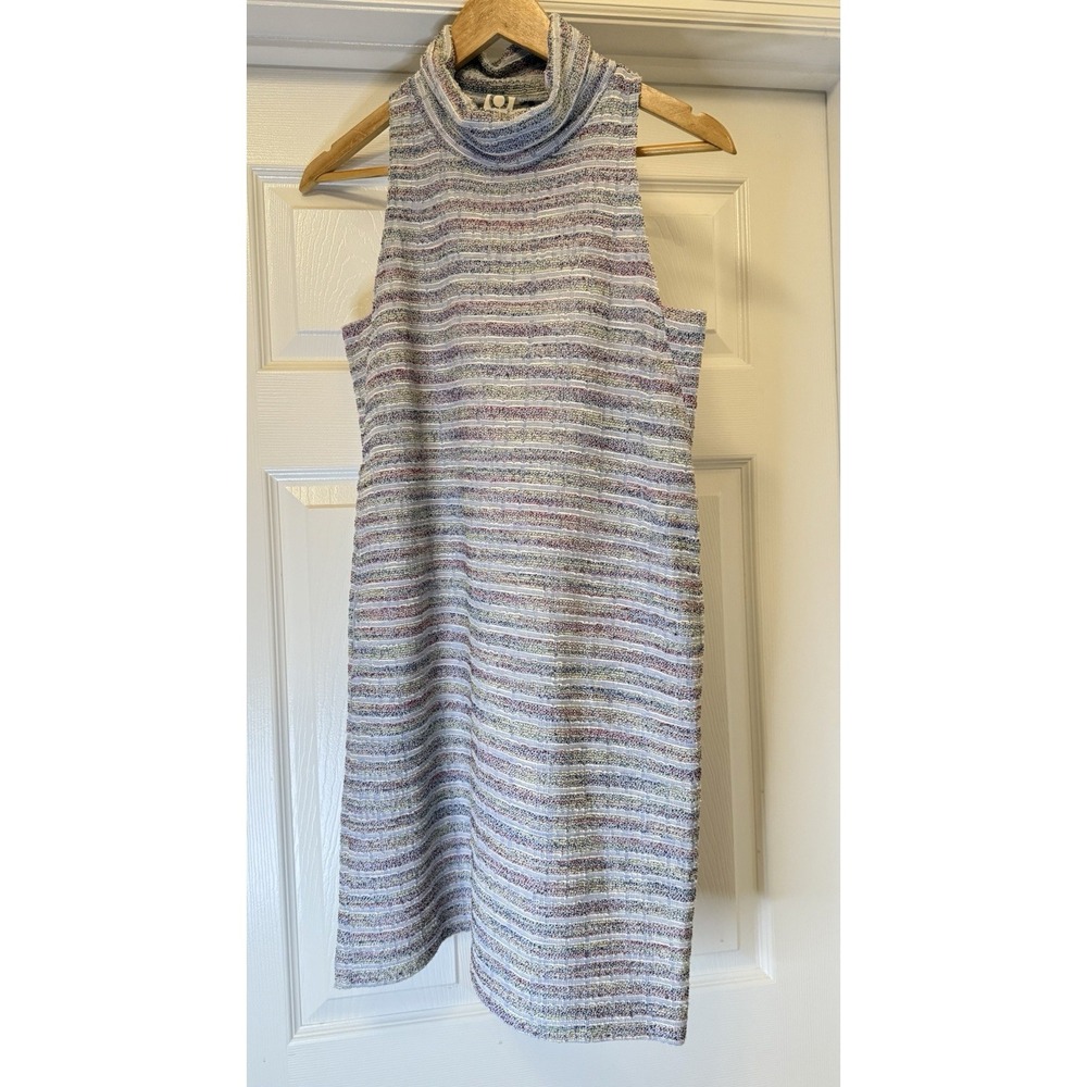 Akemi + Kin Shift Dress Women XS Multi-Color Striped Turtleneck Sleeveless Knit
